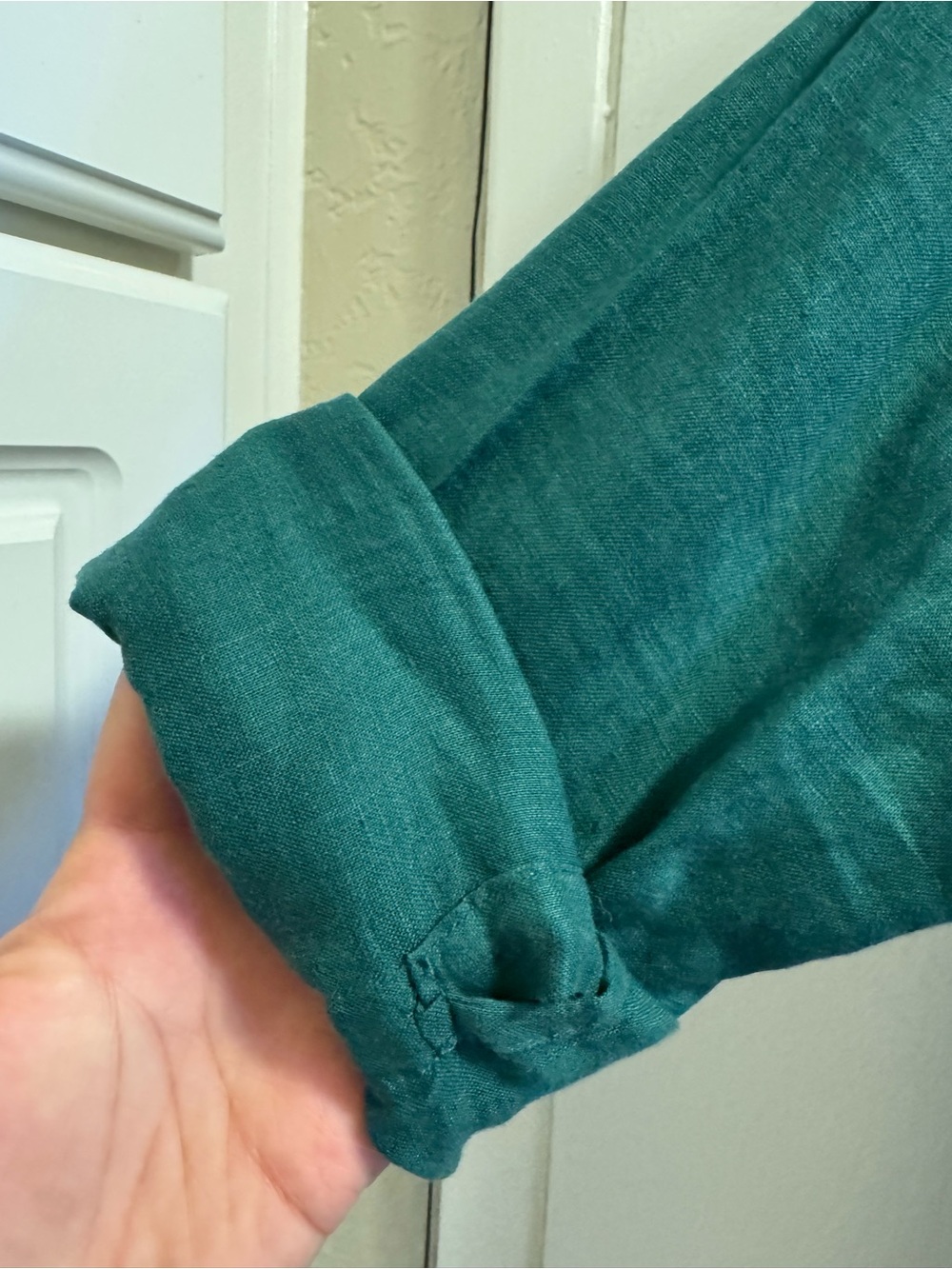 Uniqlo Forest Green Linen Shirt - Picture 3 of 6